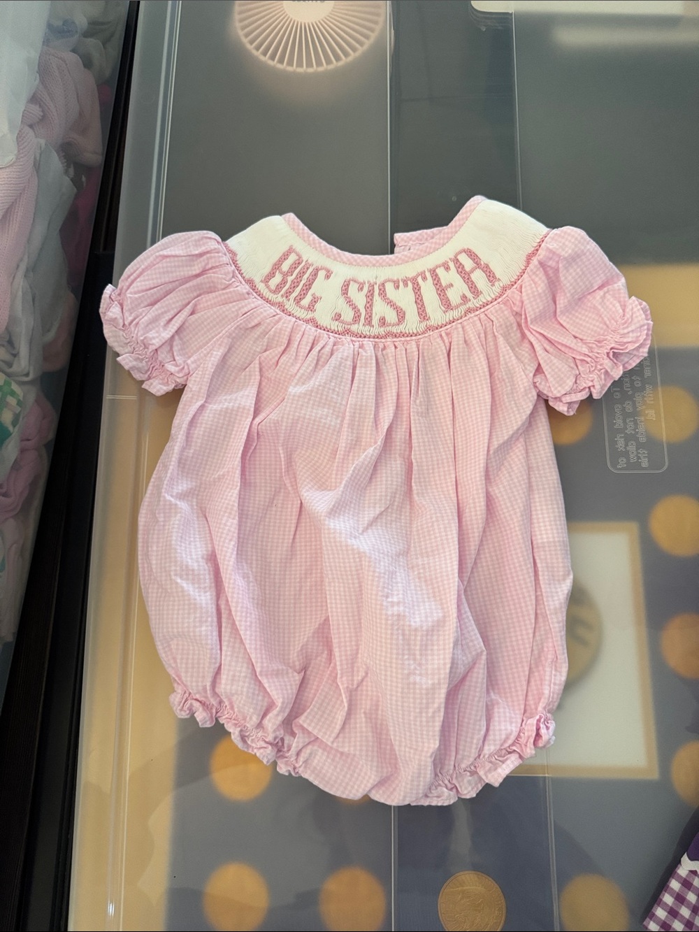 Pink 'Big sister ' Smocked Bubble Romper